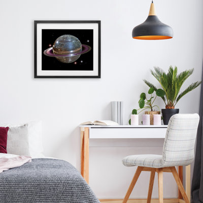 Purple Disco Ball Planet Framed Print Under Glass, design by Decent Exposures