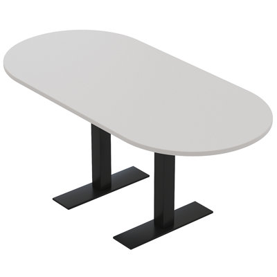 Table de conférence en forme de piste de course avec base en T en métal