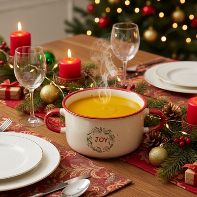 Speckled Stoneware Christmas Soup Mugs