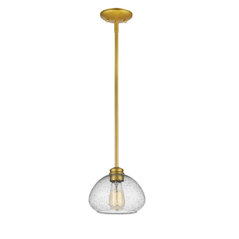 Luminaire suspendu en forme de dôme à 1 lumière Reichert, H 6,5 po x l 8 po x P 8 po, Or satiné