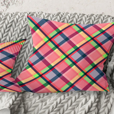 Coussin décoratif à imprimé géométrique Tartan