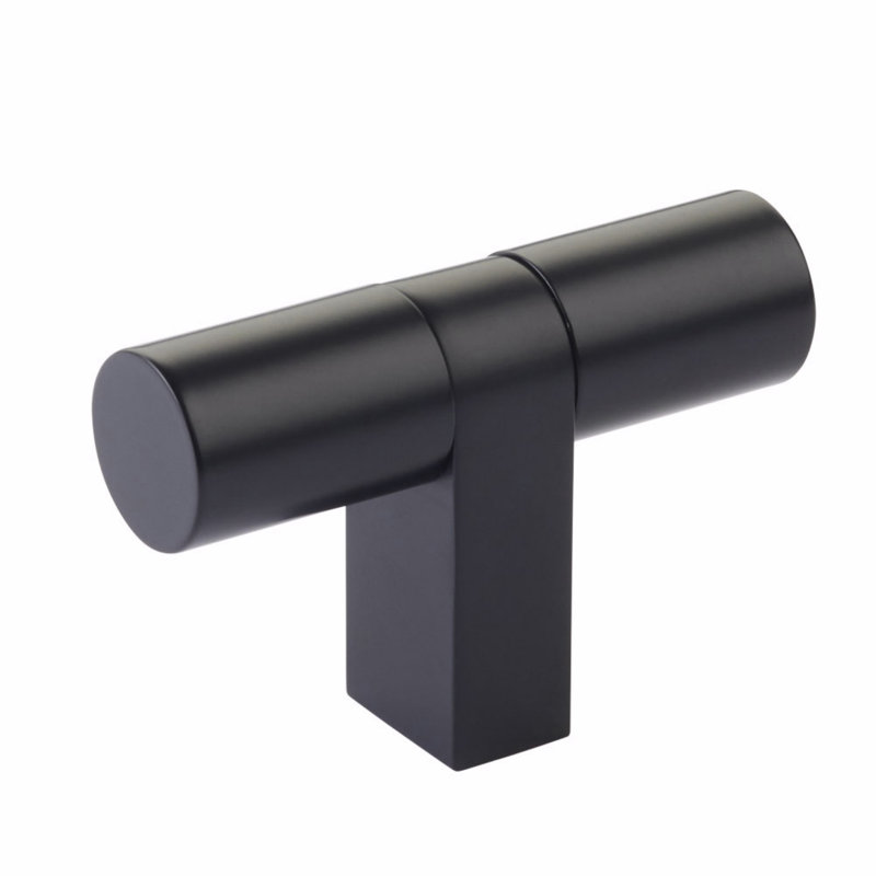 Emtek Select Cabinet T-Knob 2-1/4", Rectangular Bar Stem & Smooth Pull, Flat Black, 0.88
