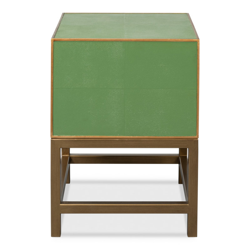 Shagreen 2 - Drawer Solid Wood Nightstand, Green