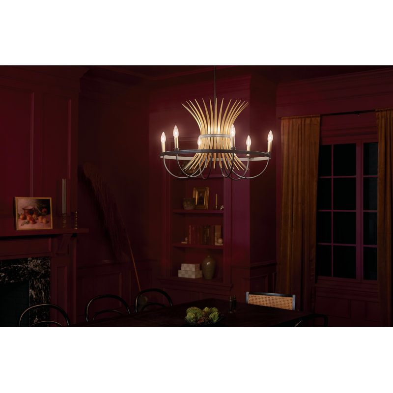 6 - Light Dimmable Round / Oval Chandelier, Black