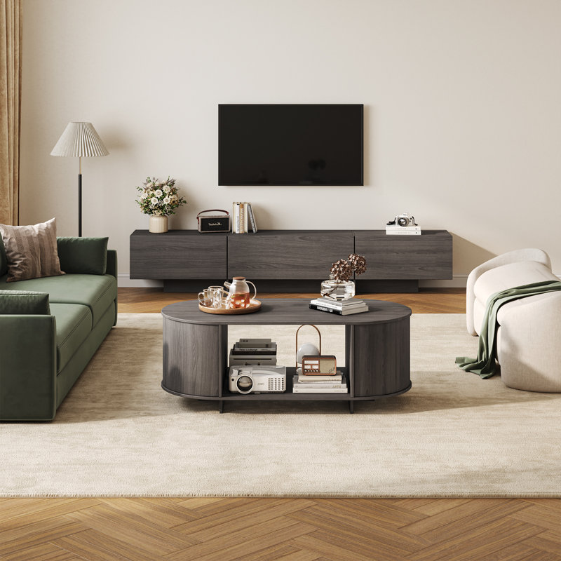 Table basse 41,3 "ovale avec tablette de rangement