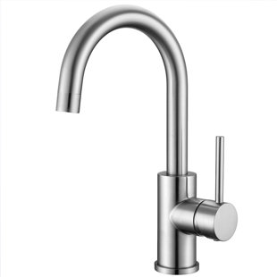 Robinets de bar à un trou en nickel brossé, mini-robinets d'évier de cuisine à poignée simple en acier inoxydable, robinets de bar modernes à 1 trou, robinet pour évier de bar WI608BN