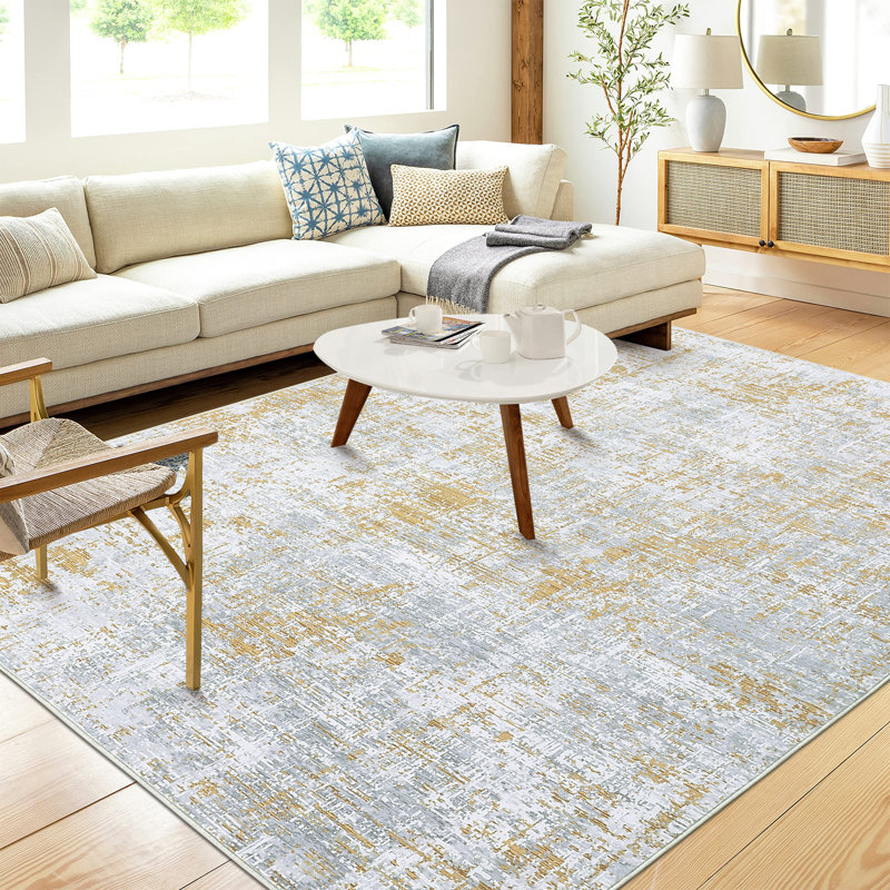 Malahkai Washable Abstract Indoor Rug, Rectangle 9' x 12'
