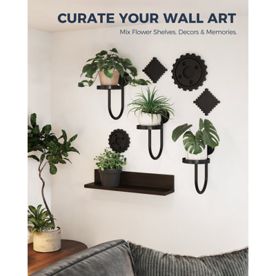 Ensemble de 3 pots de fleurs suspendus muraux noirs pour la maison