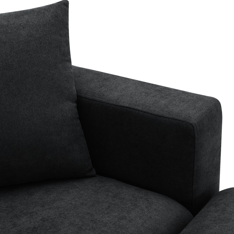 Canapé modulaire en L avec canapé convertible en tissu 4 places, Noir