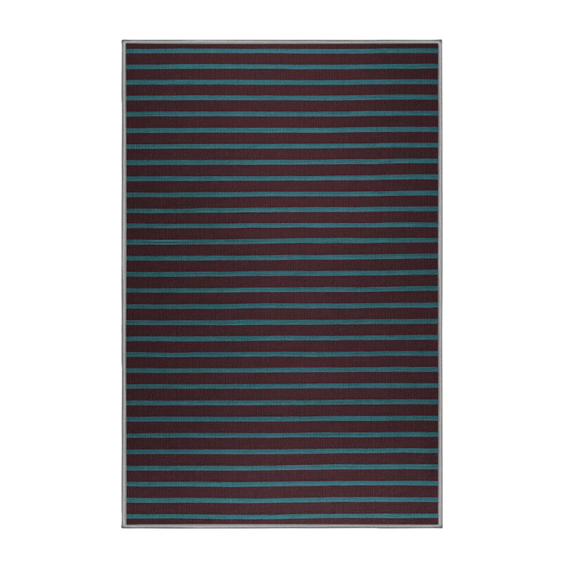 Machine Washable Horizontal Stripes Brown Area Rug, Rectangle 7' x 9'