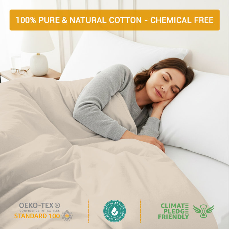 Cotton Solid Colour Duvet Cover Set with Pillow Shams Included, Single Duvet Cover + 1 Sham