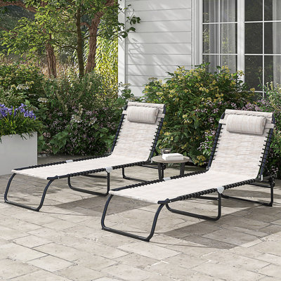 Set Of 2 Folding Chaise Lounge Pool Chair, Patio Sun Tanning Chair
