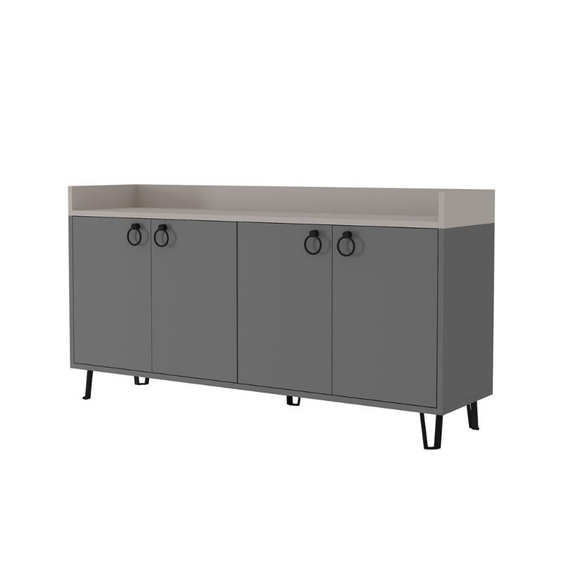 Brompton 140 Cm Wide Sideboard Modern Storage Cabinet with Hairpin Legs, Anthracite/Light Mocha