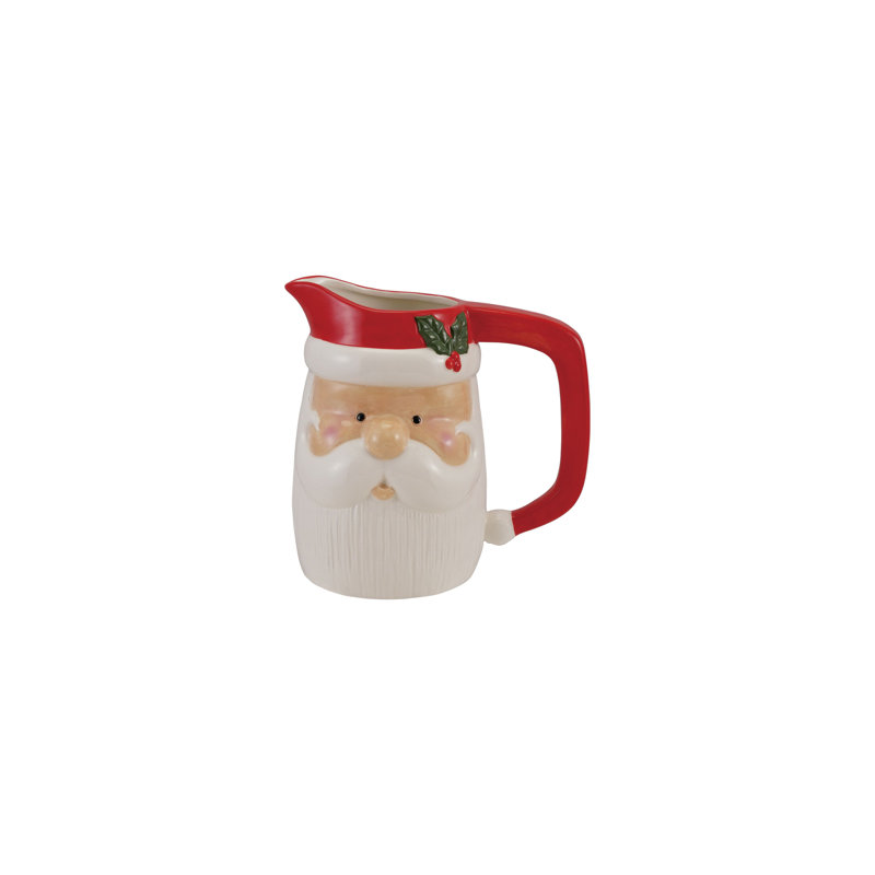 Hand-Painted Dolomite Santa Head Pitcher