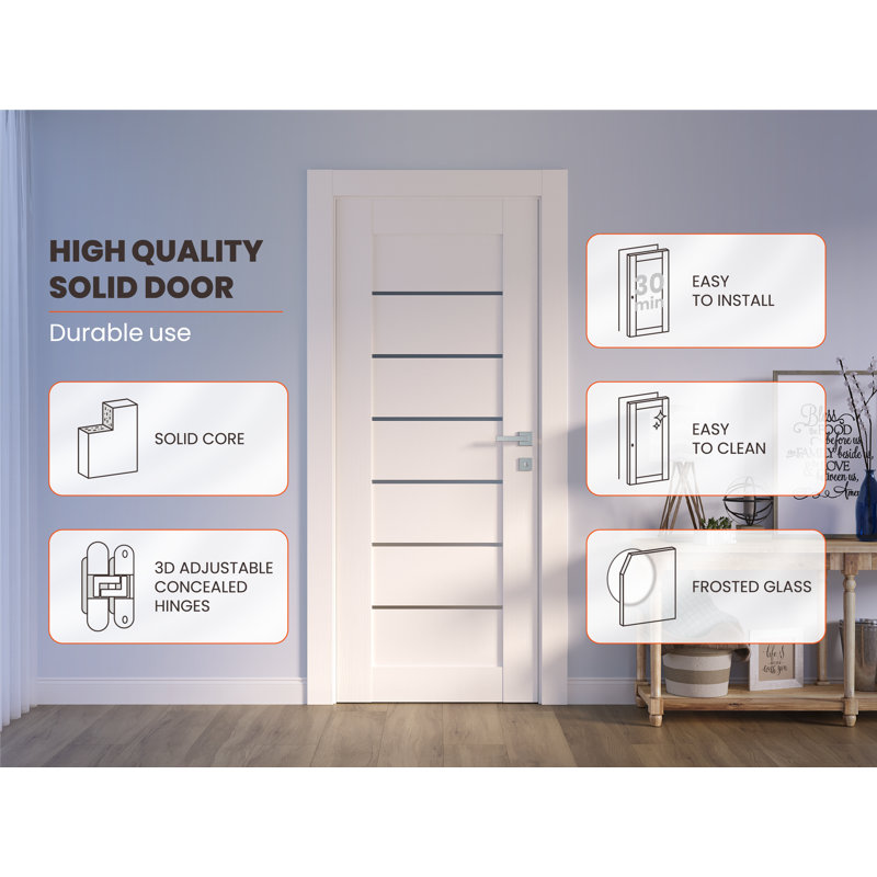 Alba White Frosted Glass Bianco Noble MDF Interior Door