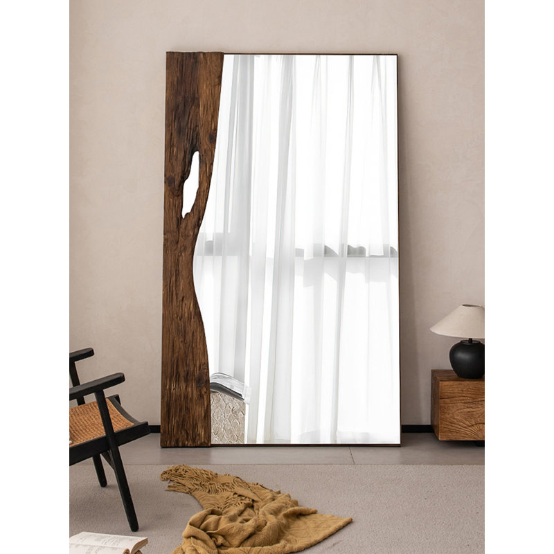 Zen-Style Pine Frame Explosion-Proof Full-Body Mirror, 78.74" x 43.31"