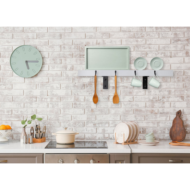 Rayne Plate Display Shelves With Hooks, White, 30/3/2