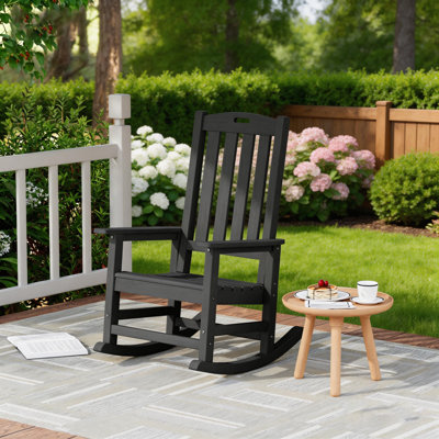 Oversized High-Back HIPS Outdoor Rocking Chair All-Weather Patio Porch Rocker - Waterproof & Moisture-Proof