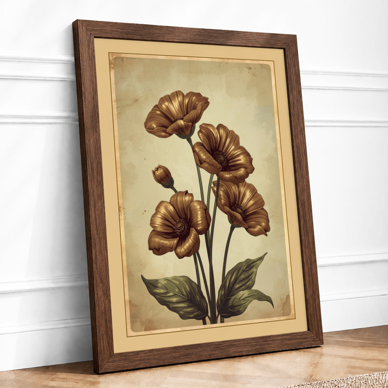 Carnation Studies Botanical - Framed Print, A1 - 84.1 x 59.4 cm, Walnut