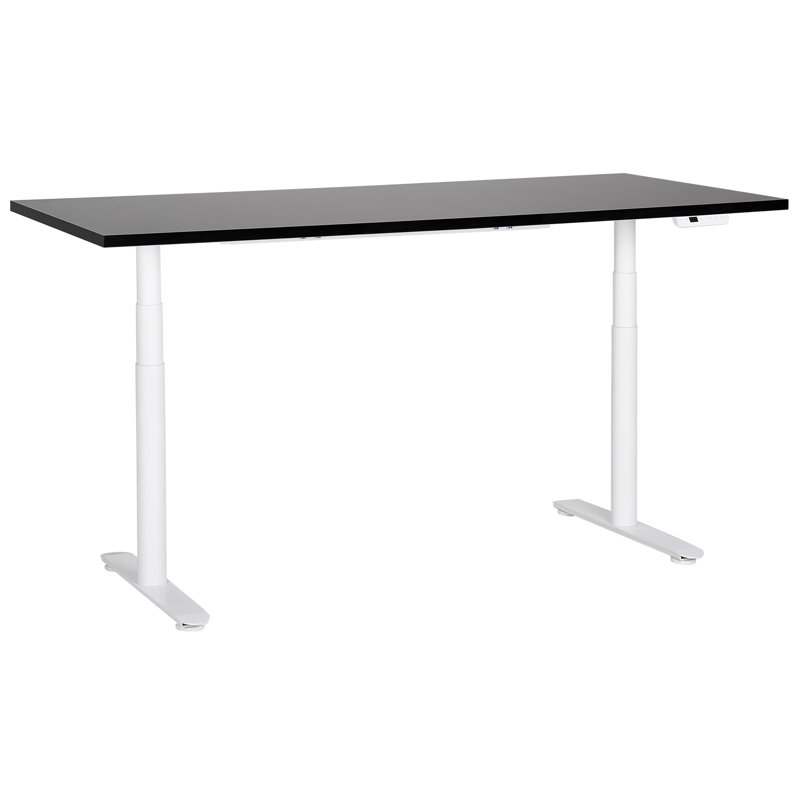 Garrey Adjustable Metal Base Standing Desk, White, Black, 132cm H x 180cm W x 80cm D
