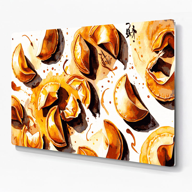 Desserts Fortune biscuits, art mural en métal beige, 11" H x 14" W