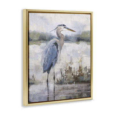 Coastal Sea Heron Floater Canvas Wall Art by Nina Blue