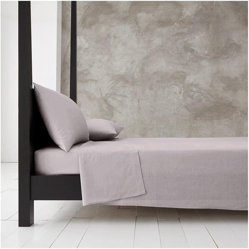 Cotton Blend Flat Sheet, Grey, European Single (90 x 200cm)