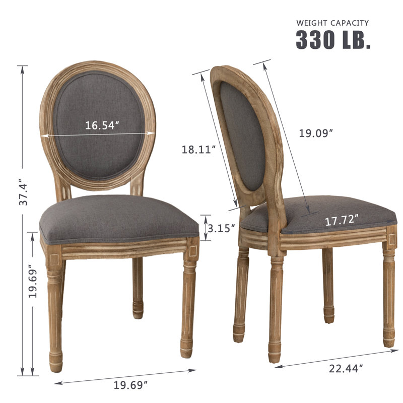 Chaise d'appoint rembourrée King Louis, Gris anthracite
