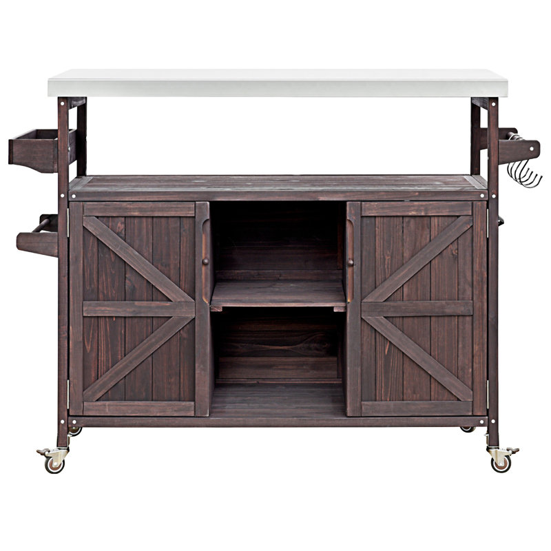 Îlot de cuisine extérieur (tabouret non inclus), Marron foncé