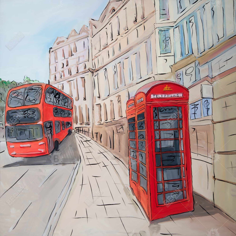 London Bus and Cabine téléphonique - Toile encadrée Home Decor