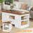 Lift Top Coffee Table, 39.37" Large Wooden Farmhouse Coffee Table With Drawer & Open Storage Shelves, Rectangular Living Room Table, Center Table For Living Room, Home Office, Brown/White-618764514-618764518