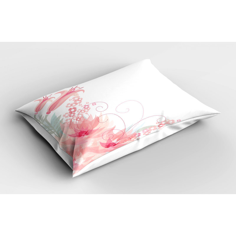Pink/White Polyester Microfiber Piece Sham, Twin