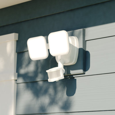 Kurtzig 2 - Head LED Hardwired Dusk to Dawn Outdoor Security Flood Light with Motion Sensor and Timer