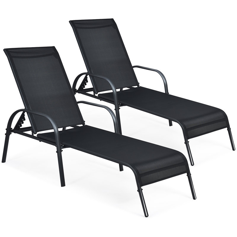 Ailise Outdoor Metal Chaise Lounge