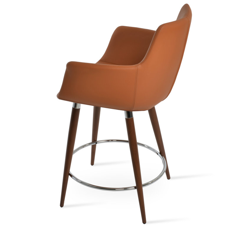 Bottega Ana Counter & Bar Stool, Walnut, Caramel, Bar Stool (29" Seat Height)