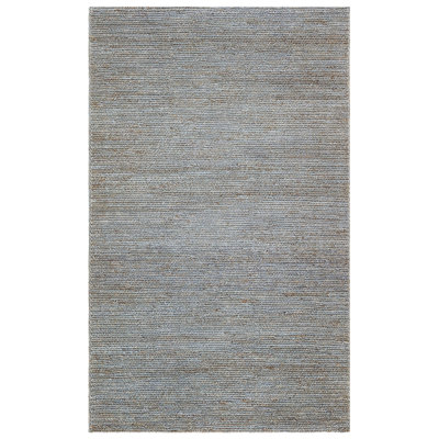 Hand Woven Jute Carpet, 5.6 x 7.9 Feet | 100% Natural Jute, No Pile, 2.0 lbs/sq ft | Flat Weave, Easy to Clean with Vacuum or Spot Remover | Elegant Grey Design, Perfect for Living Room & Home Décor