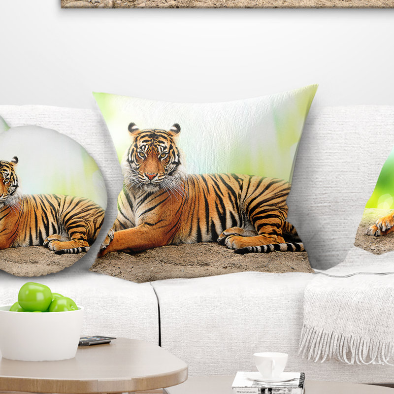 Tigre relaxant - oreiller imprimé animal, 16 po x 1 po, Coussin décoratif