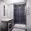 Porte de douche coulissante simple sans cadre avec garde-raz de marée l 48 po x H 76 po Leon-50266333