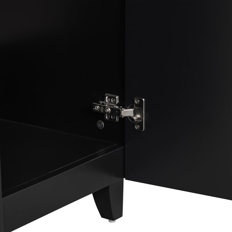 Menifee 24'' Single Bathroom Vanity with Ceramic Top, Black