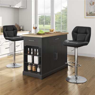 Height Adjustable Modern Faux Leather Swivel Bar Stools