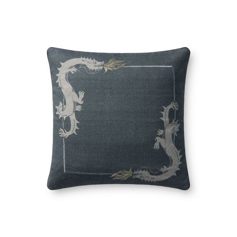 Brigette Romanek x Loloi Decorative Pillow, Blue, Square 18", Pillow Cover Only - No Insert"