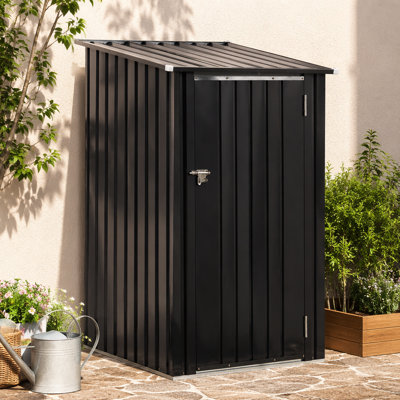 Remise de rangement extérieure, remise de jardin en acier 3 x 3 pi avec porte verrouillable simple, petite remise en acier pour outils de jardin