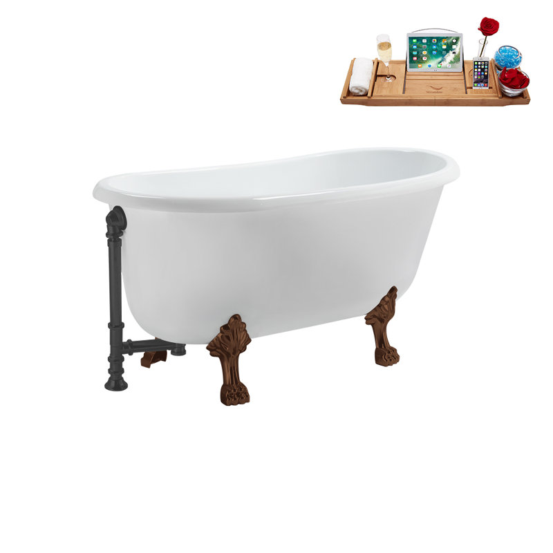57.5'' x 29.5'' Soaking Acrylic Bathtub, Brushed GunMetal, Matte Oil Rubbed Bronze
