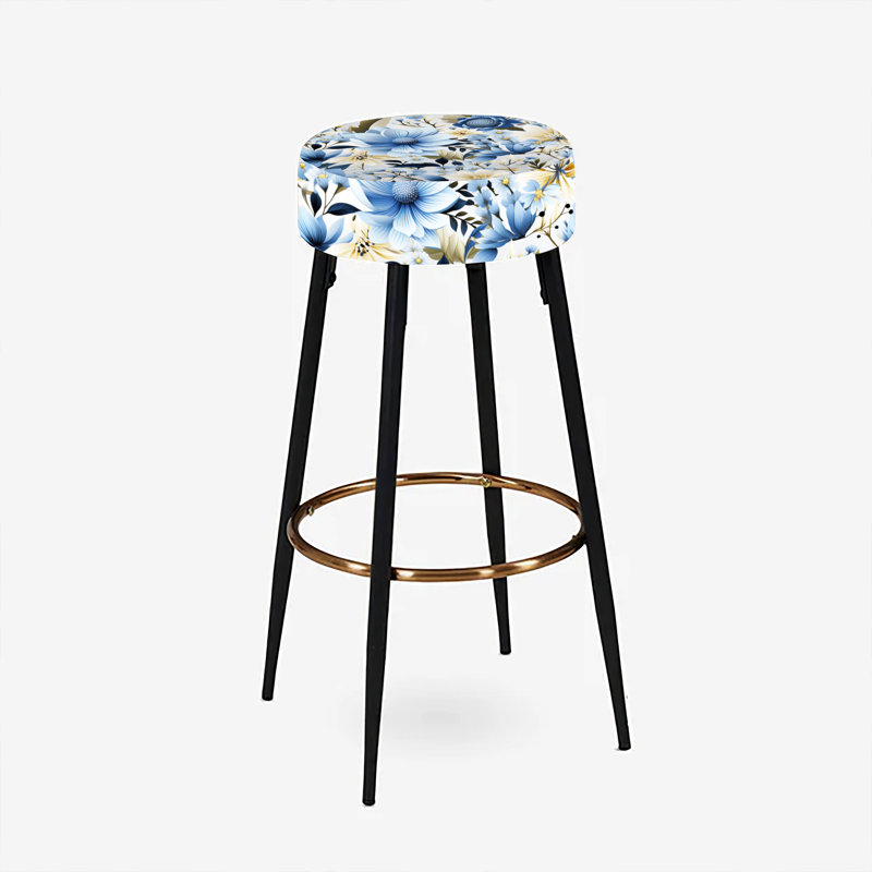Motif floral Blue Meadow - ensemble de 2 tabourets floraux