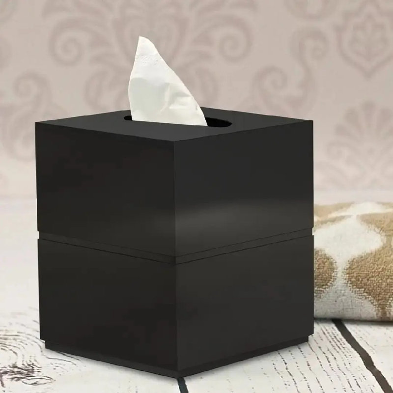 Boîte à mouchoirs Oneita | Porte-papier hygiénique carré en résine | Finition en résine noire