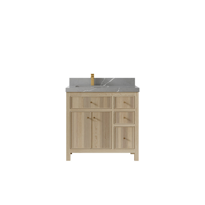 Ensemble de meuble-lavabo simple 36 po Curtis, Gris Piatra, Quartz