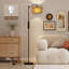 Tarick LED Floor Lamp with Dimmable, Standing Reading Light with Paper Rope Lampshade, Remote Control