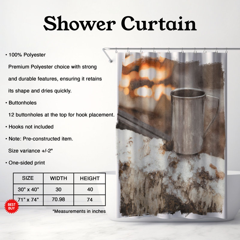 Tavey Shower Curtain, 74"H x 71"W