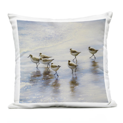 Sand Dancers on Shore Outdoor Printed Pillow, design by Bruce Nawrocke, 18 x 7 x 18
