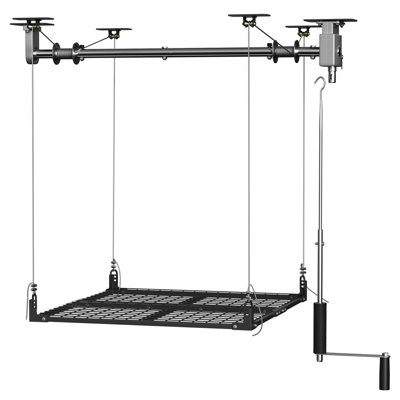 Système de levage robuste pour garage de 47,24 po, élévateur de plafond de 400 lb avec une plage de levage de 130 po et un verrou de sécurité, rangement SAM de plafond réglable pour les plafonds jusqu'à 13 pi